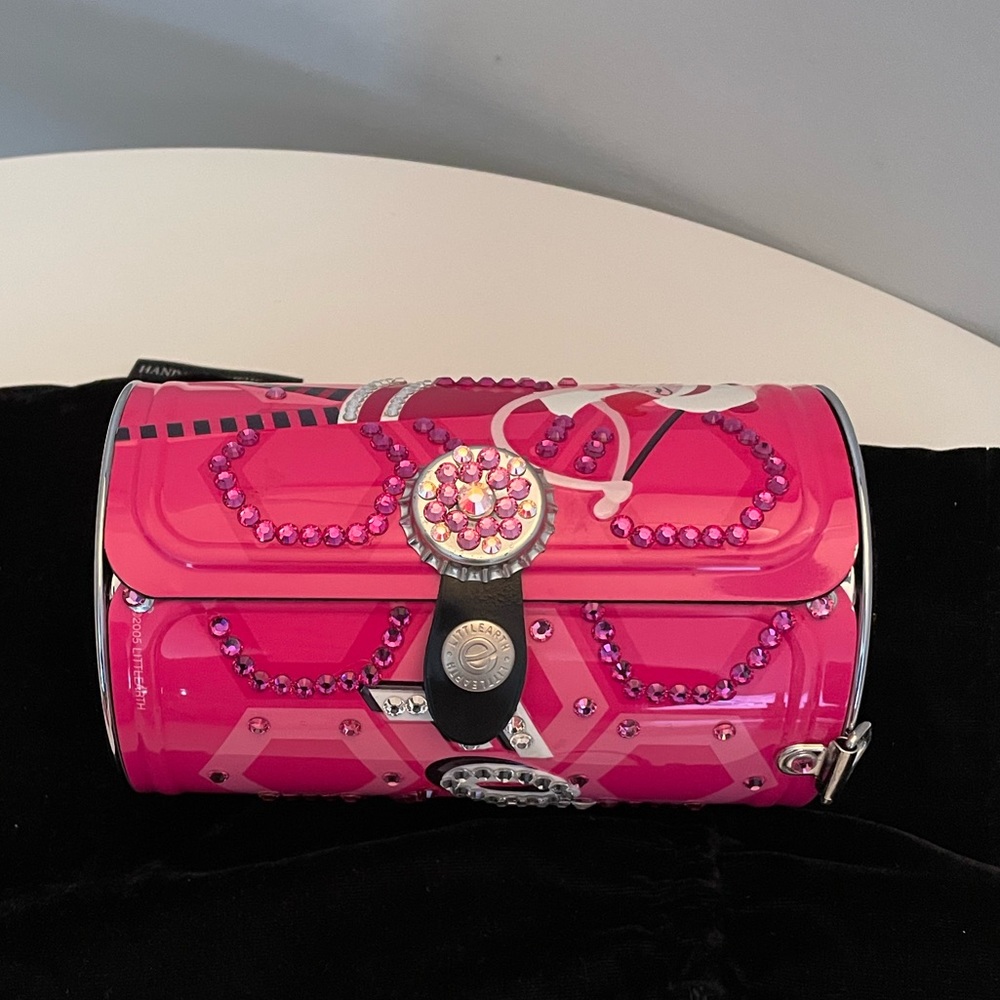 Little Earth Fore! License plate collector handbag with Swarovski crystal